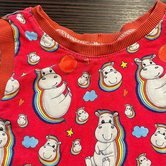 Custom Made Organic Cotton Pajamas Kawaii Rainbow Hippo Size 6 - Picture 3 of 7